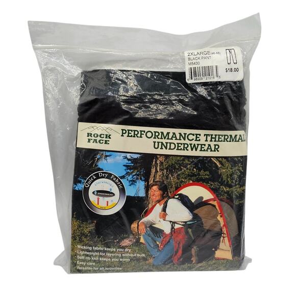 Vintage 1990s Rock Face Mens Sz XXL Performance Thermal Underwear Pants Black - Picture 1 of 5